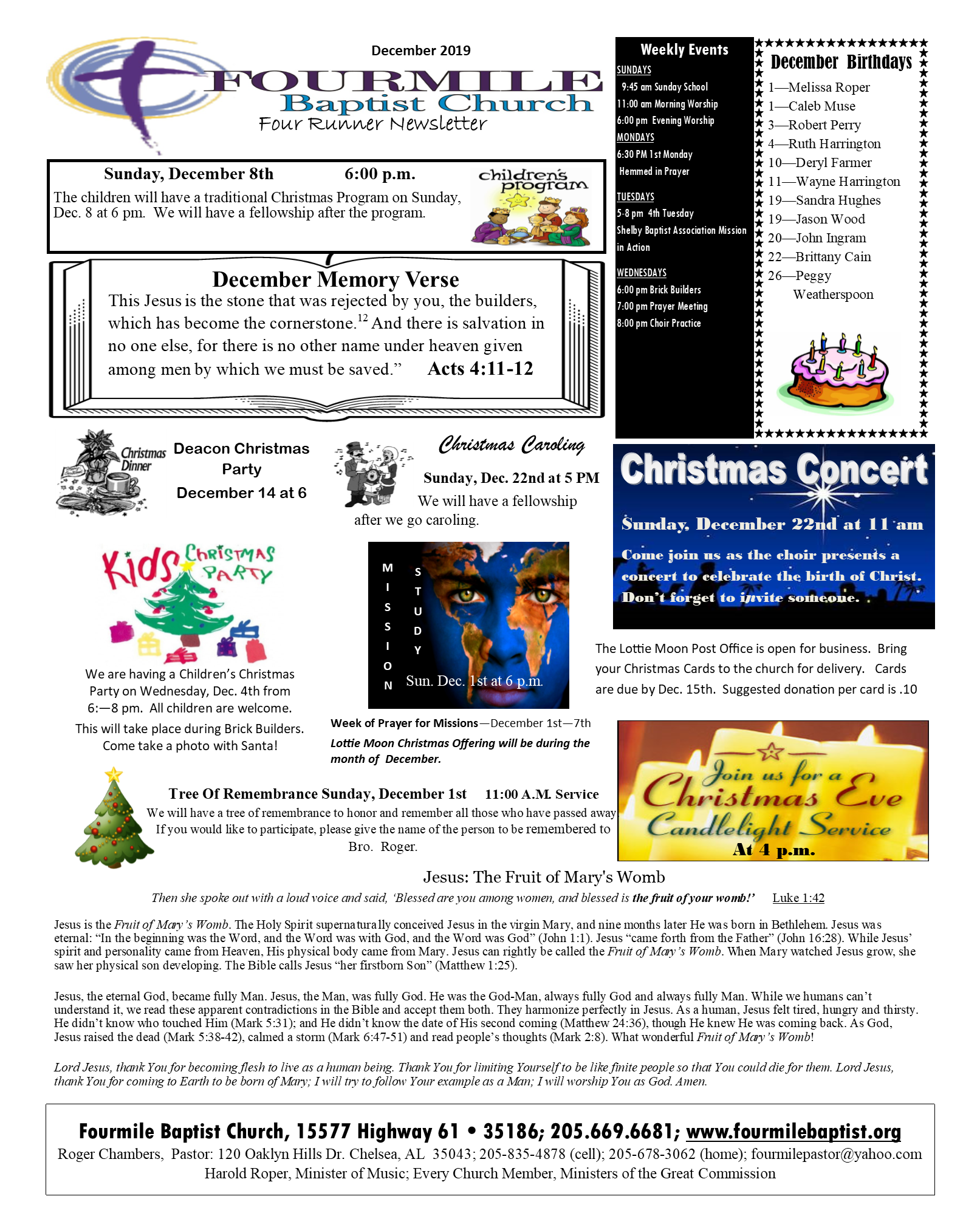 Newsletter | Fourmile Baptist Church Web Page